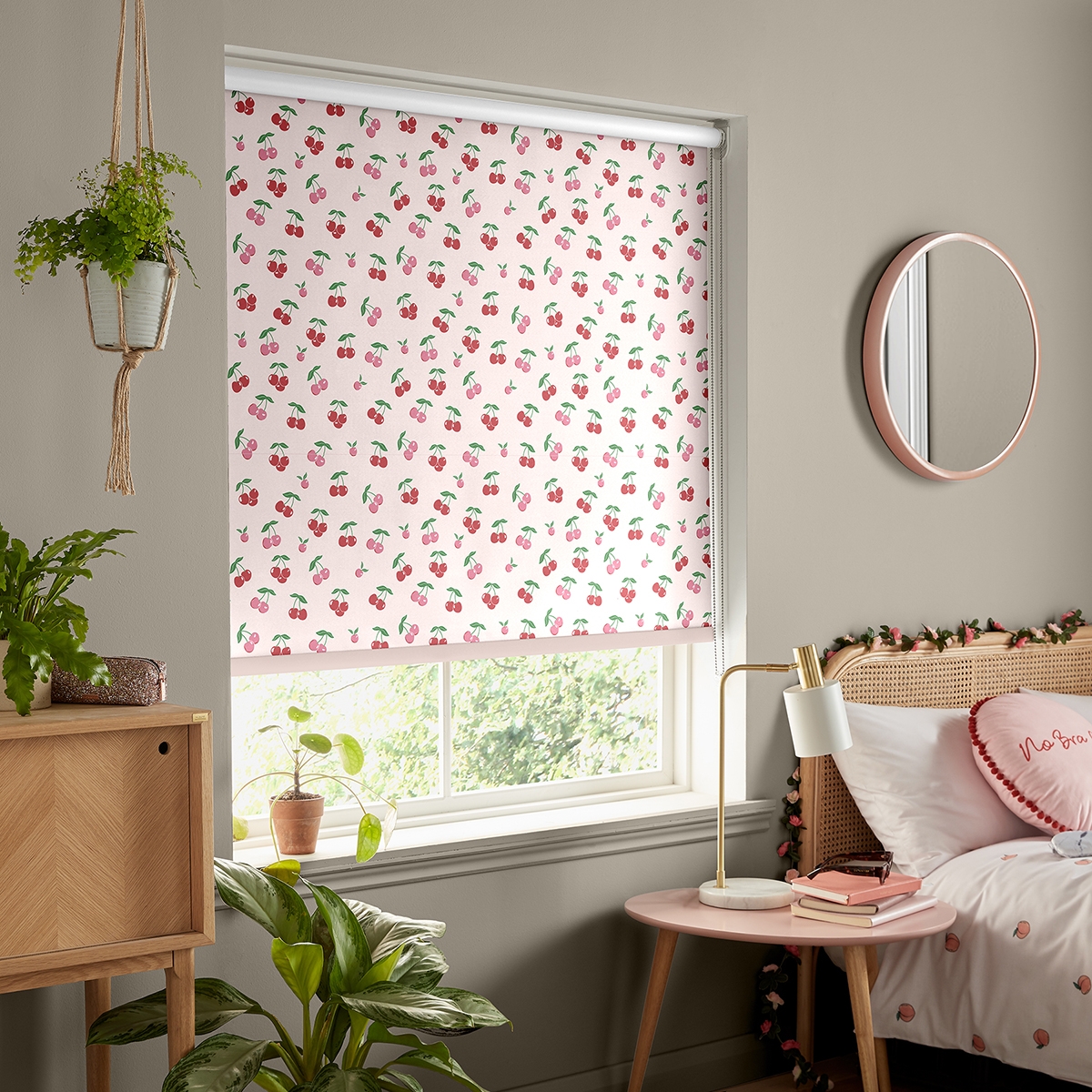 Product photograph of Skinny Dip Cherrys Pink Roller Blind from Choice Furniture Superstore.